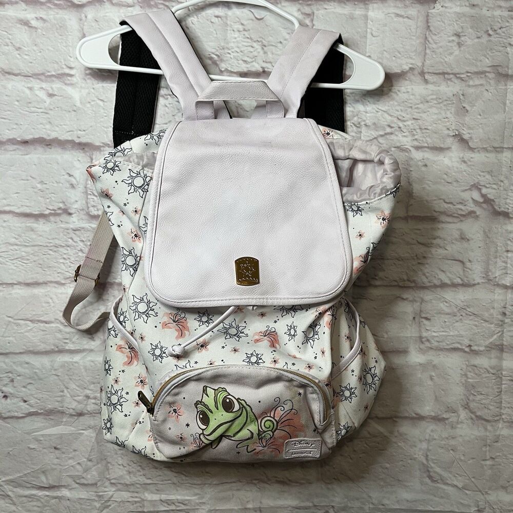 Disney Loungefly Tangled Pascal Lizard Bookbag Full Size Canvas/Leather